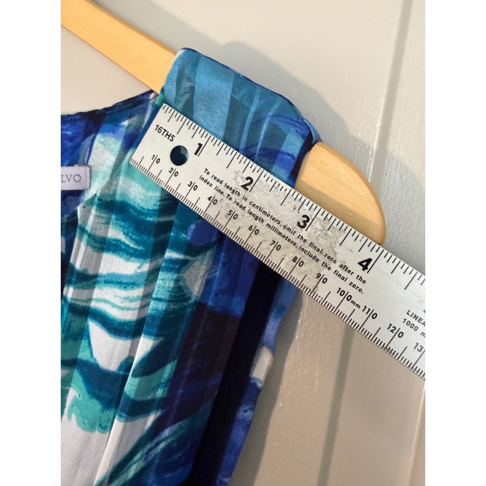 Luxe By Carmen Marc Valvo Blue Watercolor Fit & Flare Dress 20W - Picture 8 of 17